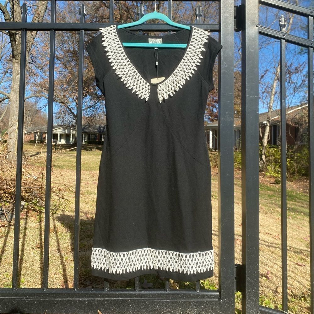Yoana Baraschi Lace Crochet Trim V-Neck Dress NWT